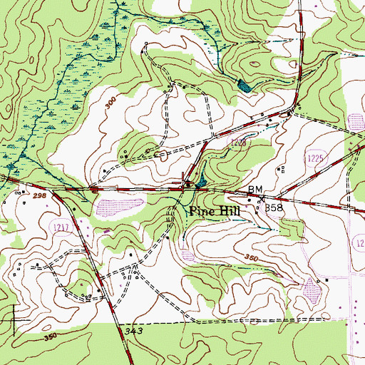 Topographic Map of Pine Hill, NC