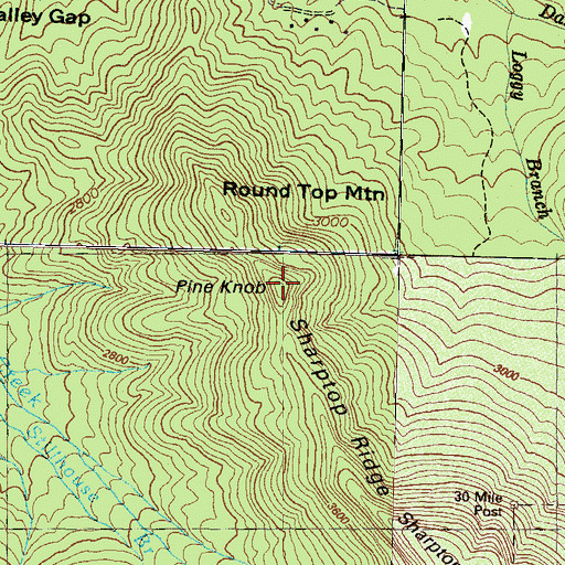 Topographic Map of Pine Knob, NC