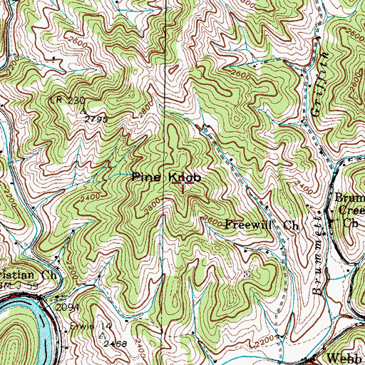 Topographic Map of Pine Knob, NC