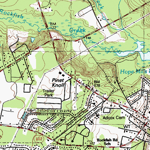Topographic Map of Pine Knoll, NC