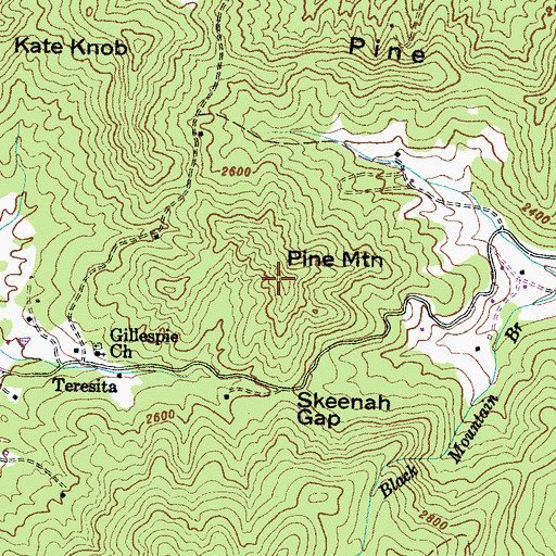 Topographic Map of Pine Mountain, NC