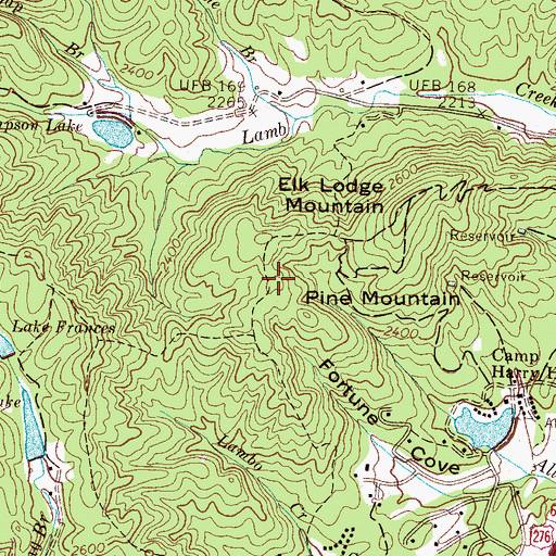 Topographic Map of Pine Mountain, NC