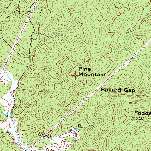Topographic Map of Pine Mountain, NC