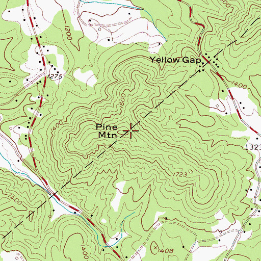 Topographic Map of Pine Mountain, NC