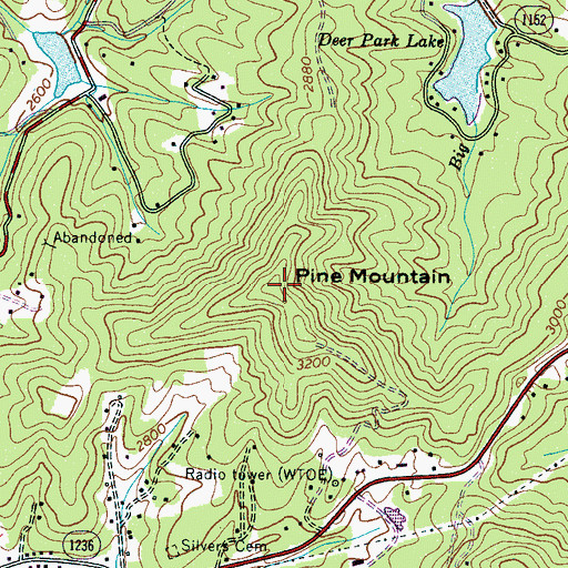 Topographic Map of Pine Mountain, NC