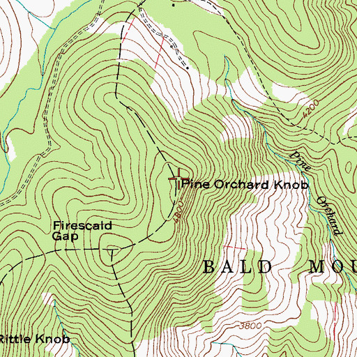 Topographic Map of Pine Orchard Knob, NC