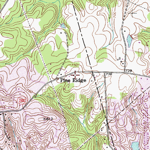 Topographic Map of Pine Ridge, NC