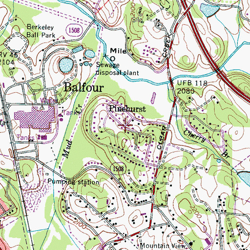 Topographic Map of Pinehurst, NC
