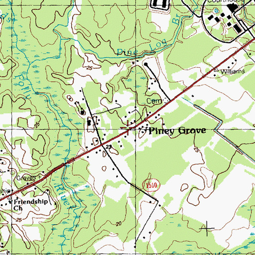 Topographic Map of Piney Grove, NC