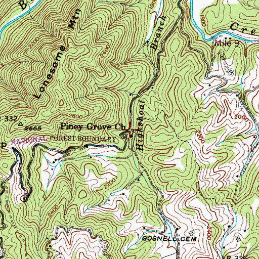 Topographic Map of Piney Grove Church, NC