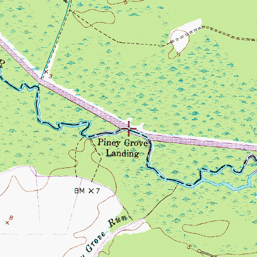 Topographic Map of Piney Grove Landing, NC