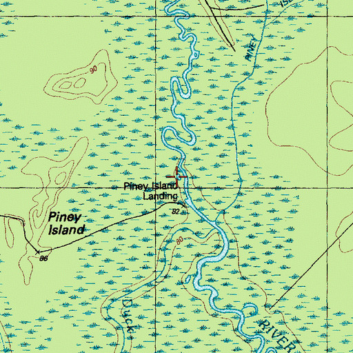 Topographic Map of Piney Island Landing, NC