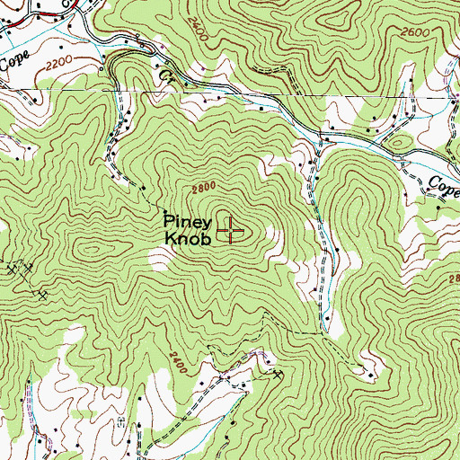 Topographic Map of Piney Knob, NC