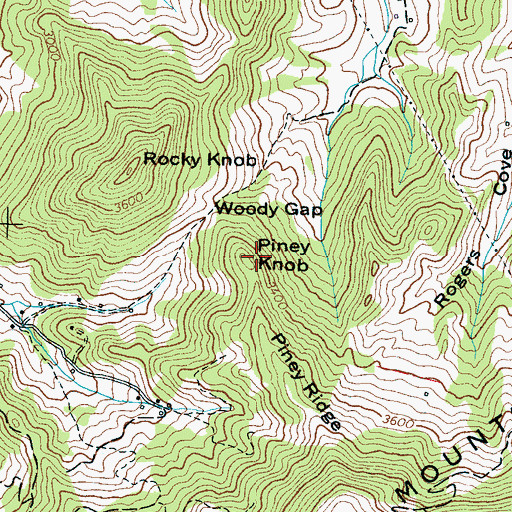 Topographic Map of Piney Knob, NC
