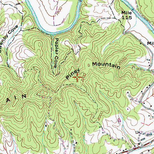 Topographic Map of Piney Mountain, NC