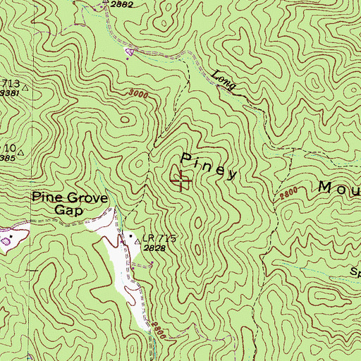 Topographic Map of Piney Mountain, NC