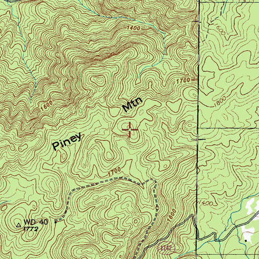 Topographic Map of Piney Mountain, NC