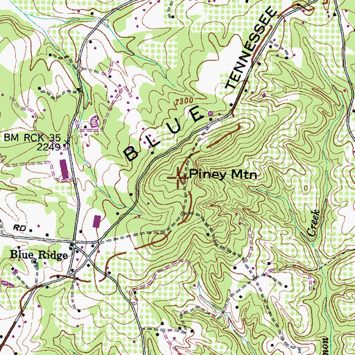 Topographic Map of Piney Mountain, NC