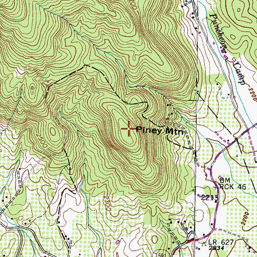 Topographic Map of Piney Mountain, NC