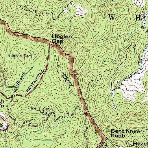 Topographic Map of Piney Mountain, NC