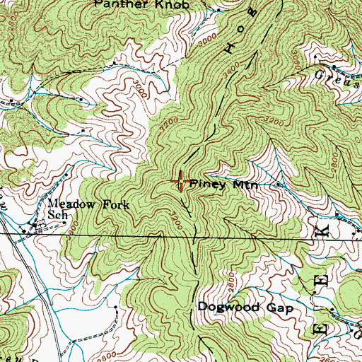 Topographic Map of Piney Mountain, NC