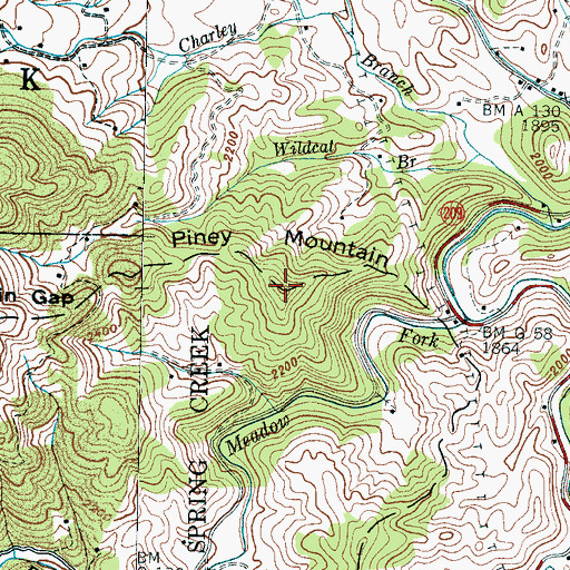 Topographic Map of Piney Mountain, NC