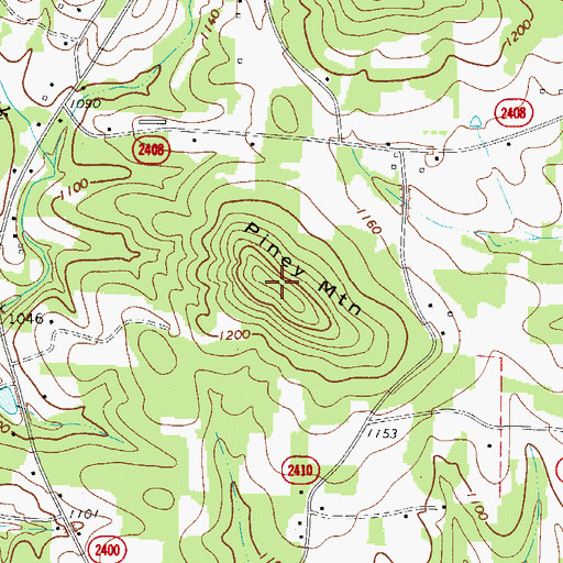 Topographic Map of Piney Mountain, NC