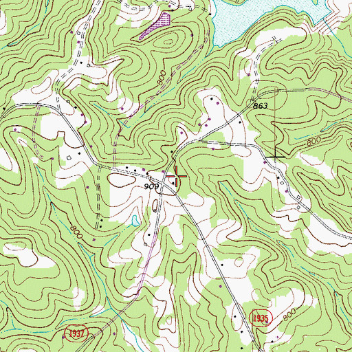 Topographic Map of Piney Mountain, NC