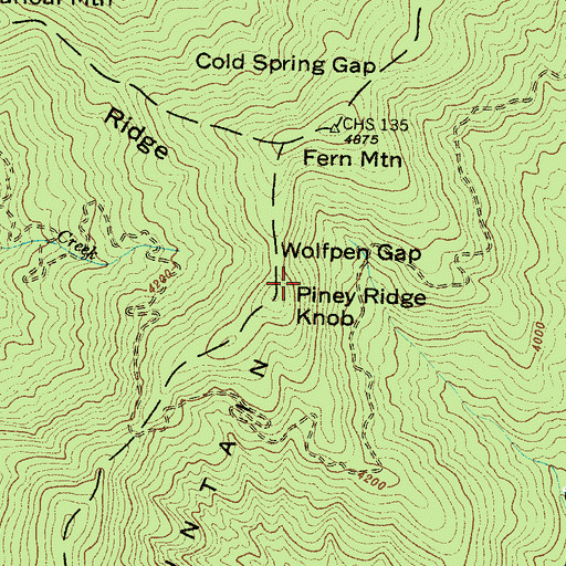Topographic Map of Piney Ridge Knob, NC