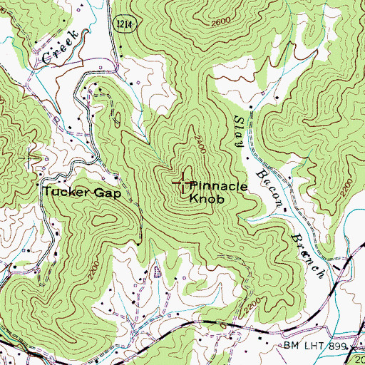 Topographic Map of Pinnacle Knob, NC