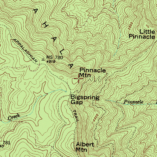 Topographic Map of Pinnacle Mountain, NC