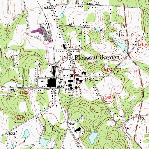 Topographic Map of Pleasant Garden, NC