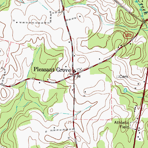 Topographic Map of Pleasant Grove, NC