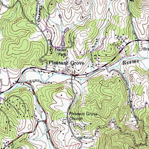 Topographic Map of Pleasant Grove, NC