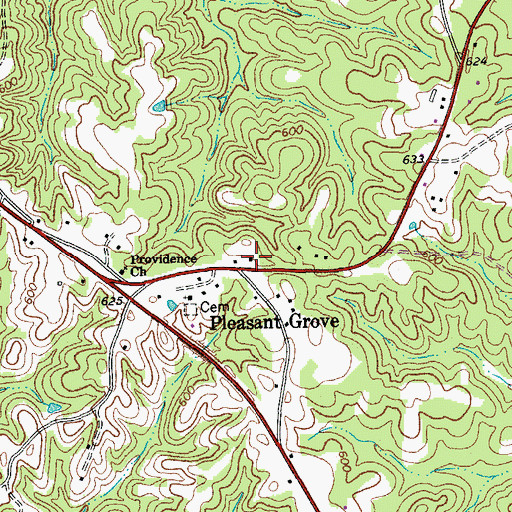 Topographic Map of Pleasant Grove, NC