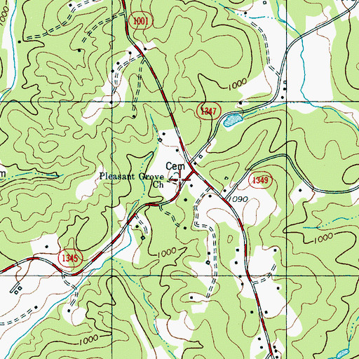 Topographic Map of Pleasant Grove Church, NC