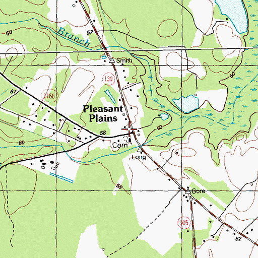 Topographic Map of Pleasant Plains, NC
