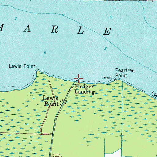 Topographic Map of Pledger Landing, NC