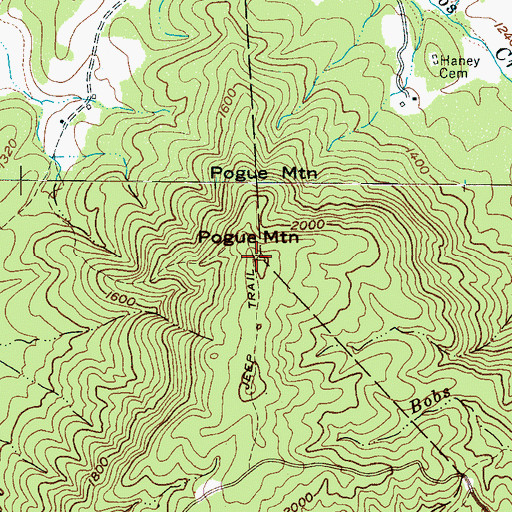 Topographic Map of Pogue Mountain, NC