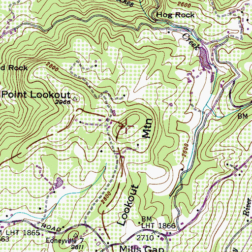 Topographic Map of Point Lookout Mountain, NC