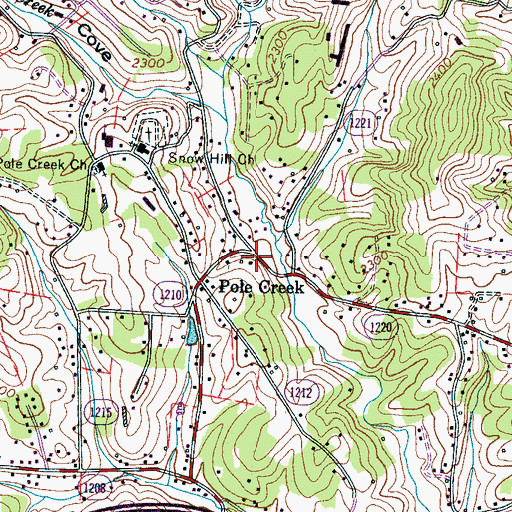 Topographic Map of Pole Creek, NC
