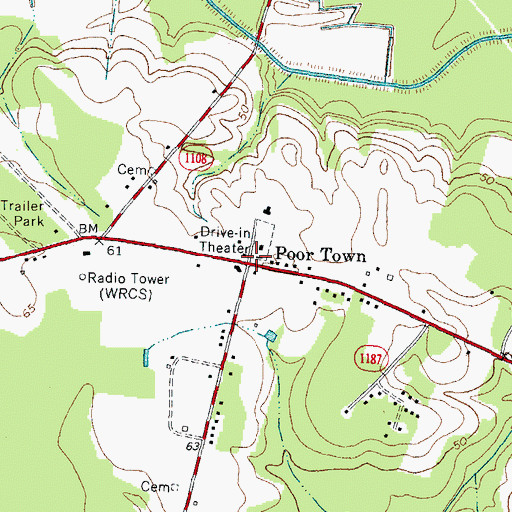 Topographic Map of Poor Town, NC