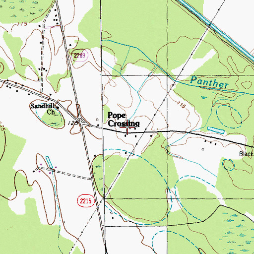 Topographic Map of Pope Crossing, NC