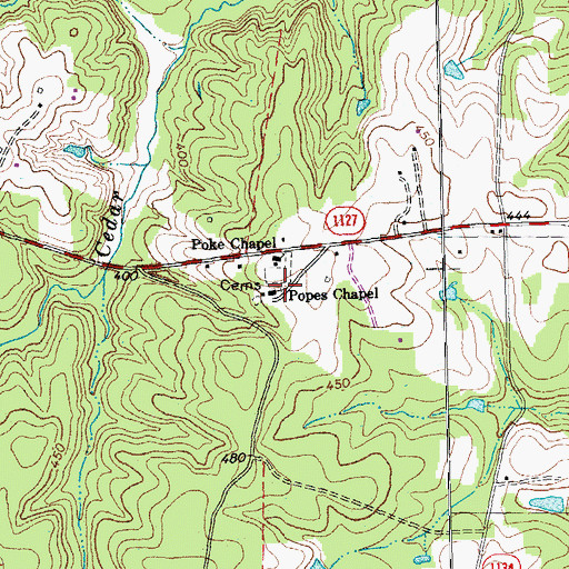 Topographic Map of Popes Chapel, NC