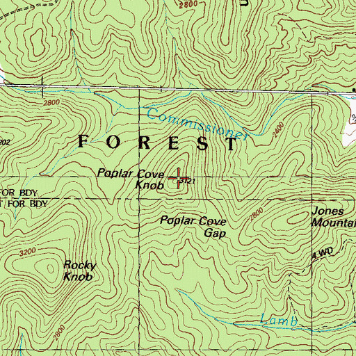 Topographic Map of Poplar Cove Knob, NC