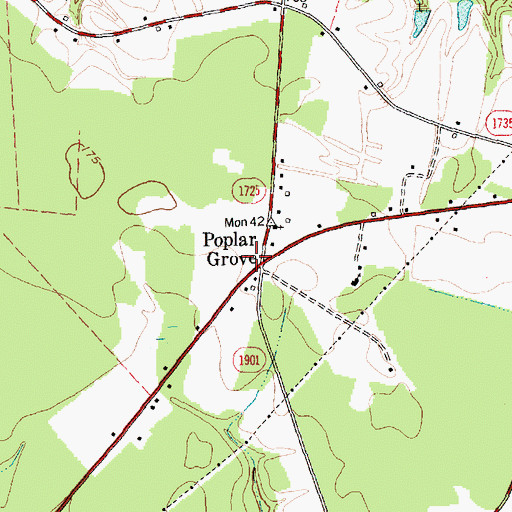 Topographic Map of Poplar Grove, NC