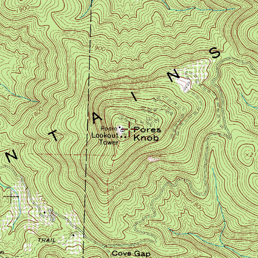 Topographic Map of Pores Knob, NC