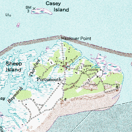 Topographic Map of Portsmouth, NC