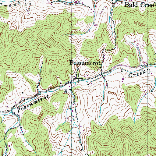 Topographic Map of Possumtrot, NC