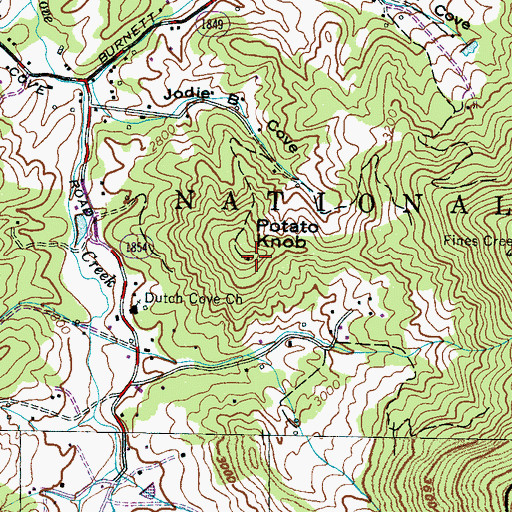 Topographic Map of Potato Knob, NC